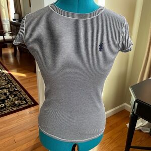 Ralph Lauren Women's Striped Navy and White Top